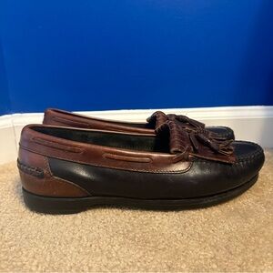 Johnston & Murphy Shoes Mens Size 10 Black Brown Loafer Kilt Tassels 20-6111